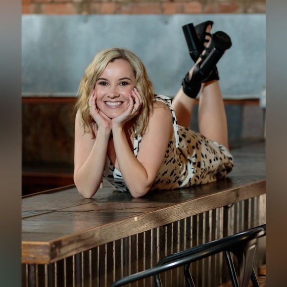 AUDREY 3+1 Leopard Speckled Ink Blot Print Tie Strap Midi Slip Style Dress EUC - Picture 16 of 16